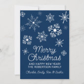 Blauw-wit Sneeuwvlokken Kerstvakantie Kaart (Voorkant)