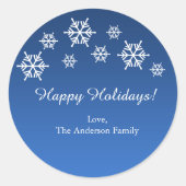 Blauw & Wit Sneeuwvlokken Kerstvakantie Stickers (Voorkant)