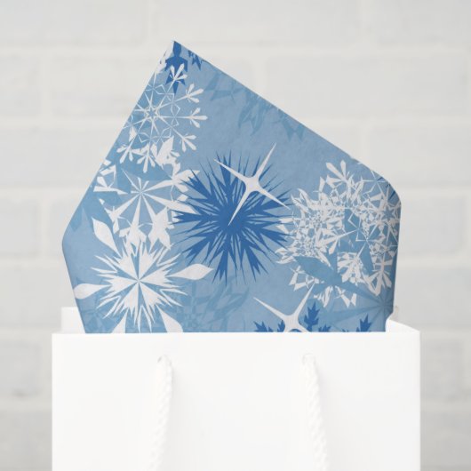 Blauw wit sneeuwvlokpapier tissuepapier (Cadeauzakje)