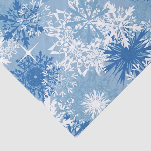 Blauw wit sneeuwvlokpapier tissuepapier (Detail)