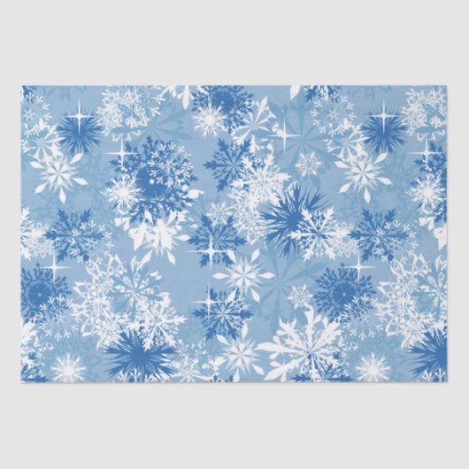 Blauw wit sneeuwvlokpapier tissuepapier (Voorkant)