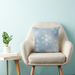 Blauw & Wit Sneeuwvlokpatroon Kussen