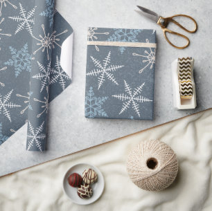  blauw wit Snowflake kerstmis Cadeaupapier