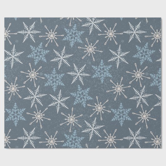 blauw wit Snowflake kerstmis Cadeaupapier (Vlak)