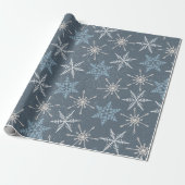  blauw wit Snowflake kerstmis Cadeaupapier (Uitgerold)