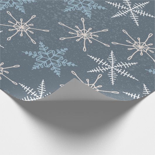  blauw wit Snowflake kerstmis Cadeaupapier (Hoek)