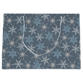  blauw wit Snowflake kerstmis Groot Cadeauzakje (Voorkant)