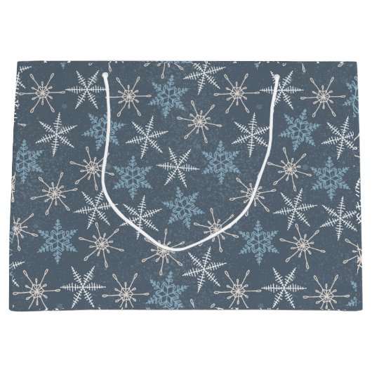  blauw wit Snowflake kerstmis Groot Cadeauzakje (Voorkant)