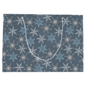  blauw wit Snowflake kerstmis Groot Cadeauzakje (Achterkant)
