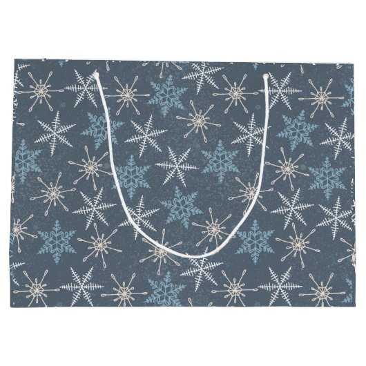  blauw wit Snowflake kerstmis Groot Cadeauzakje (Achterkant)