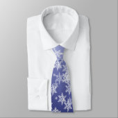 Blauw wit Snowflake Mannen Stropdas (Gebonden)