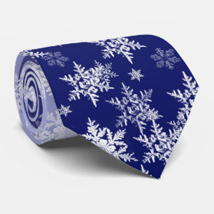 Blauw wit Snowflake Mannen Stropdas