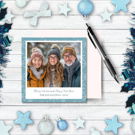 Blauw & Wit Snowflake Vierkante Vakantie Fotokaart Feestdagenkaart