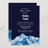 Blauw Wit Snowy Mountains Brunch & Bubbly Kaart (Voorkant / Achterkant)