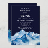 Blauw Wit Snowy Mountains Trouwdouche Kaart (Voorkant / Achterkant)