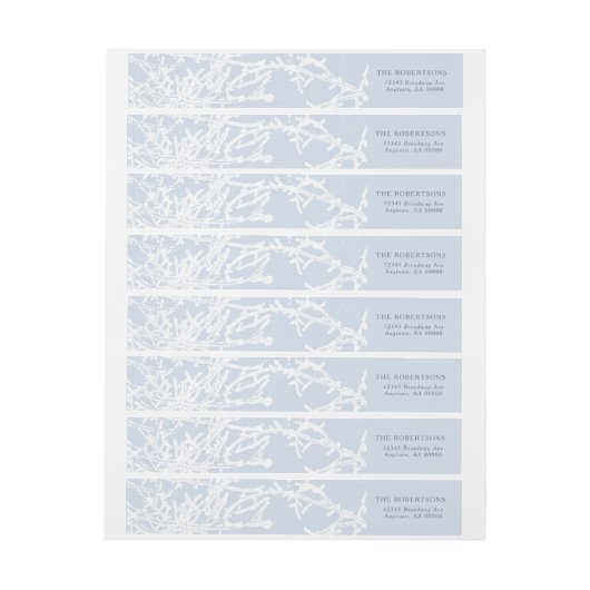 Blauw & Wit Snowy Tak Wraparound adreslabel (Vel)