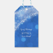 Blauw & Wit Sparkle Assepoester Bruiloft Cadeaulabel (Voorkant)