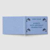 Blauw Wit Sparkle Look Jumping Verjaardag Dolfijne Gastenboek (Volledig)