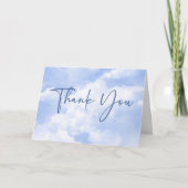 Blauw Wit Sparkle Wolken Bruiloft Bedankkaart (Voorkant)