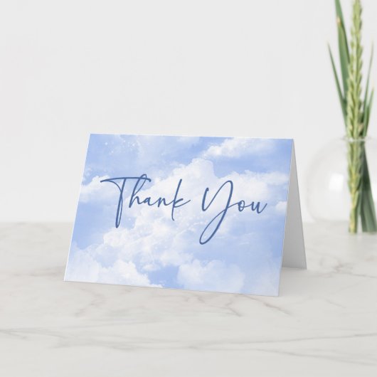 Blauw Wit Sparkle Wolken Bruiloft Bedankkaart (Voorkant)