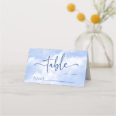 Blauw Wit Sparkle Wolken Bruiloft Plaatskaartje (Voorkant)