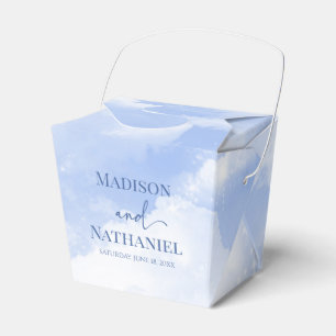 Blauw Wit Sparkle Wolken Dromerige Elegante Bruilo Bedankdoosjes
