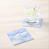 Blauw Wit Sparkle Wolken Dromerige Elegante Bruilo Kartonnen Onderzetters (Insitu)