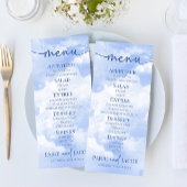 Blauw Wit Sparkle Wolken Dromerige Elegante Bruilo Menu