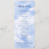 Blauw Wit Sparkle Wolken Dromerige Elegante Bruilo Menu (Voorkant)