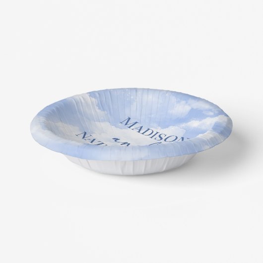 Blauw Wit Sparkle Wolken Dromerige Elegante Bruilo Papieren Kommen (Gebogen)