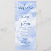 Blauw Wit Sparkle Wolken Dromerige Elegante Bruilo Programmakaart (Voorkant)