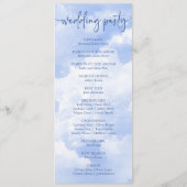 Blauw Wit Sparkle Wolken Dromerige Elegante Bruilo Programmakaart (Achterkant)