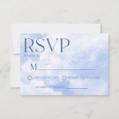 Blauw Wit Sparkle Wolken Dromerige Elegante Bruilo RSVP Kaartje (Voorkant)