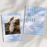 Blauw Wit Sparkle Wolken Dromerige Elegante Bruilo Save The Date<br><div class="desc">Dit is een Blauw Wit Sparkle Clouds Dromerige Elegante Bruiloft Save The Date Uitnodiging!</div>