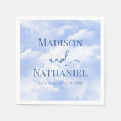 Blauw Wit Sparkle Wolken Dromerige Elegante Bruilo Servet (Voorkant)