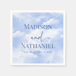 Blauw Wit Sparkle Wolken Dromerige Elegante Bruilo Servet