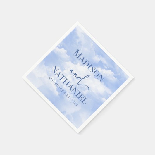 Blauw Wit Sparkle Wolken Dromerige Elegante Bruilo Servet (Hoek)
