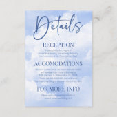 Blauw Wit Sparkle Wolken Elegante Bruiloft Details Informatiekaartje (Voorkant)