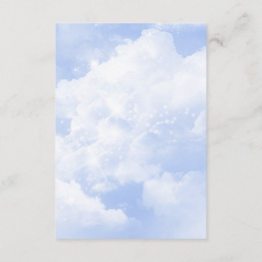 Blauw Wit Sparkle Wolken Elegante Bruiloft Details Informatiekaartje (Achterkant)