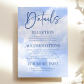Blauw Wit Sparkle Wolken Elegante Bruiloft Details Informatiekaartje