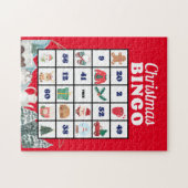 Blauw Wit Speelse Kerstmis Bingo puzzel (Horizontaal)