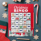 Blauw Wit Speelse Kerstmis Bingo puzzel