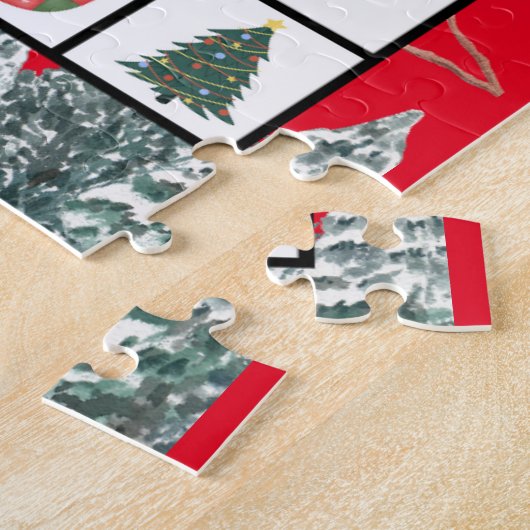 Blauw Wit Speelse Kerstmis Bingo puzzel Legpuzzel (Zijkant)