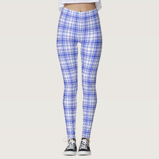 Blauw wit speldenschaal 2 leggings (Voorkant)