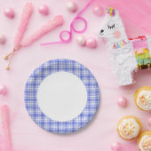 Blauw wit speldenschaal 2 papieren bordje (Feest)