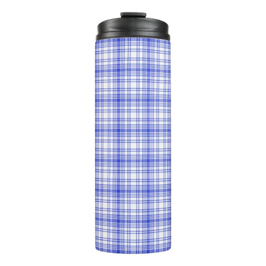 Blauw wit speldenschaal 2 thermosbeker (Voorkant)
