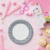 Blauw wit speldenstaart 1 papieren bordje (Feest)