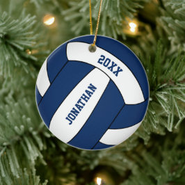 blauw wit sportteam : jongens volleybal keramisch ornament