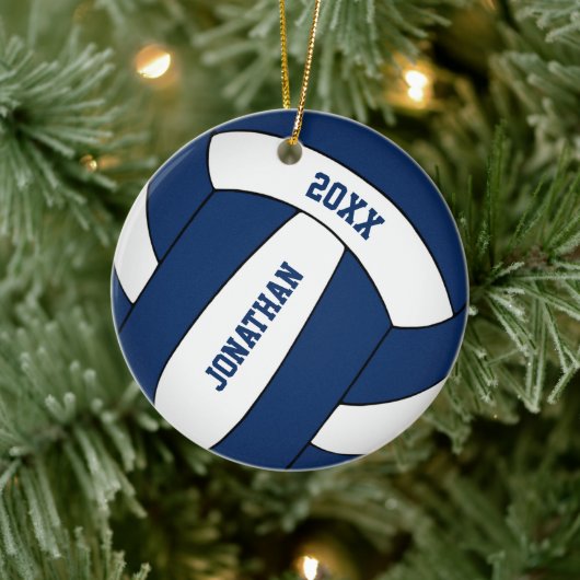 blauw wit sportteam : jongens volleybal keramisch ornament (Boom)