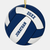 blauw wit sportteam : jongens volleybal keramisch ornament (Voorkant)
